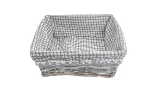 Coș de trestie Gri carouri 68-05/S - 23*23*H9cm