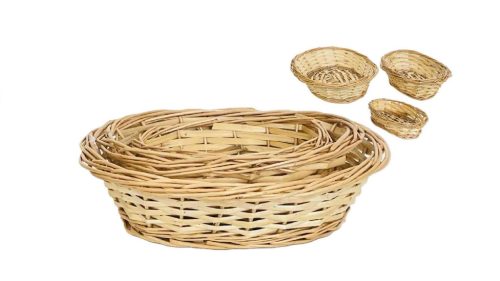 Cane Basket Natural S/3 90-22-58 - 29*22*H9, 24*16*H8 cm