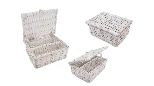 Depozitare Trestie Cu Capac Alb 90-22-D6/ALB - 21*17*H9cm