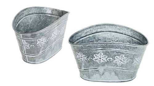 Bádog Kaspó Domború Szürke 140-B-22-44 - 18*11*H9/11cm 