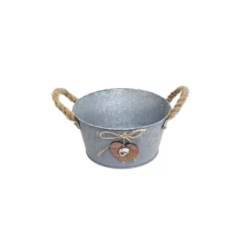   Bádog Kaspó Kerek, Szív Logóval 140-B-22-92 - D18/14*H9cm (80/#)