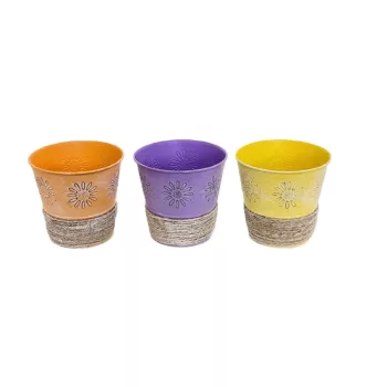   Alul Fonott Bádog Kaspó Mix 140-B-22-15 - D12/8*H11cm (120/#)
