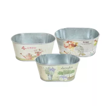   Bádog Kaspó Ovál Mintás 140-B-22-73 - 20*11*H9,5cm (120/#)