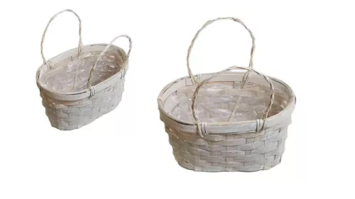 Coș oval din răchită Culoare Alb 66-23-A/ALB - 21*14*H11.5/20cm