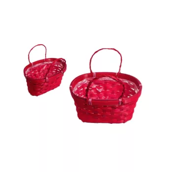 Coș oval din răchită roșu 66-23-A/RED - 21*14*H11.5/20cm