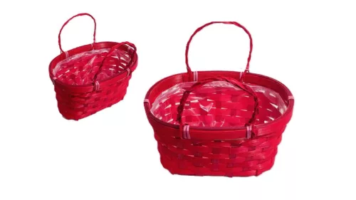 Coș oval din răchită roșu 66-23-A/RED - 21*14*H11.5/20cm