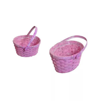   Coș din răchită Roz Culoare Oval Lf 66-25-A/ROZ - 19*16*H11/21cm
