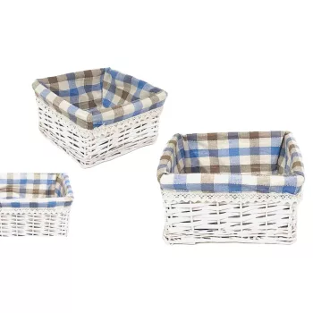   Fonott Kosár Anyaggal Bélelt Fehér 68-902/M - 25*25*H13cm (8/#)