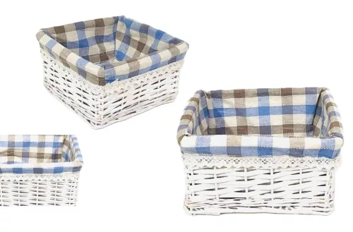 Fonott Kosár Anyaggal Bélelt Fehér 68-902/S - 20*20*H11cm (8/#)