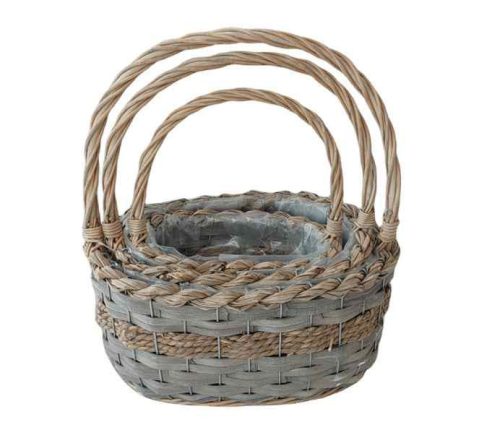 Fonott Füles Kosár Ovál Szett/3 54-203 - 31*23*H15/36cm