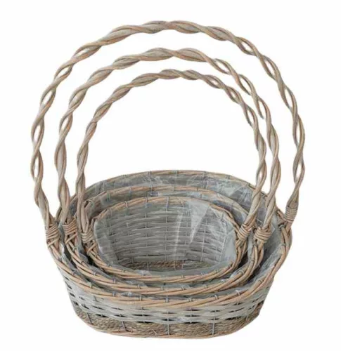 Fonott Füles Kosár Ovál Szett/3 54-207 - 34*27*H8/16/40cm (24/#)