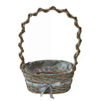  Fonott Füles Kosár Ovál Masnis 54-101 - 27*19*H12/42cm (64/#)