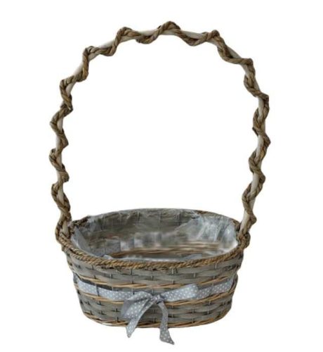 Fonott Füles Kosár Ovál Masnis 54-101 - 27*19*H12/42cm