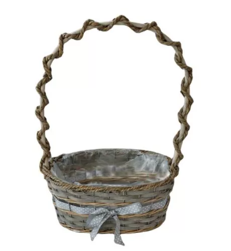 Fonott Füles Kosár Ovál Masnis 54-101 - 27*19*H12/42cm (64/#)