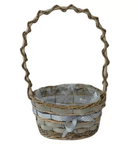 Fonott Füles Kosár Ovál Masnis 54-102 - 22*15*H12/37cm (64/#)