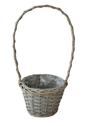 Fonott Füles Kosár Kerek Szürke 54-107 - D22*H16/51cm (64/#)