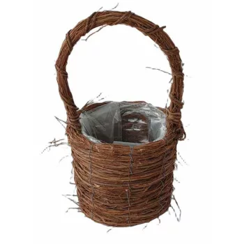   Fonott Füles Kosár Barna Kócos 54-108 - D19*H16/35cm (24/#)