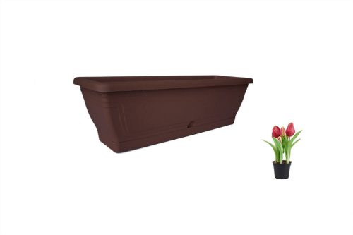Flower box with tray Hungarian 40cm Brown