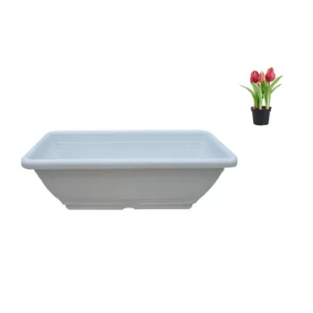 Cutie de flori cu tava Maghiara 60cm Alb