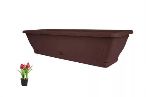 Cutie de flori cu tava Maghiara 60cm Maro