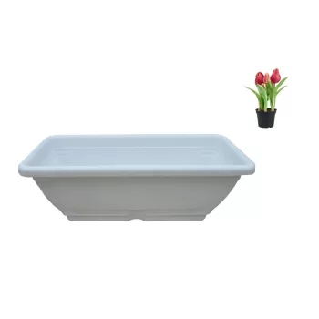Cutie de flori cu tava Maghiara 80cm Alb