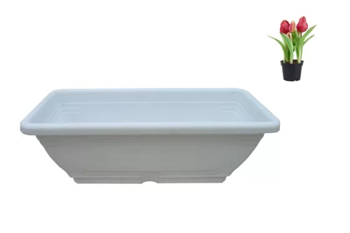 Cutie de flori cu tava Maghiara 80cm Alb