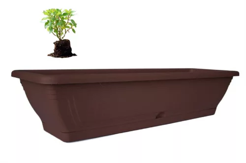 Cutie de flori cu tavă Maghiară 80cm Maro (10/#_300/rkl)