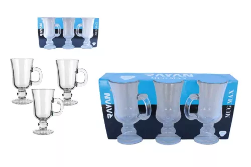 Pohár Üveg Talpas Kávés 200ml 3 Darabos (8/#_256/rkl)