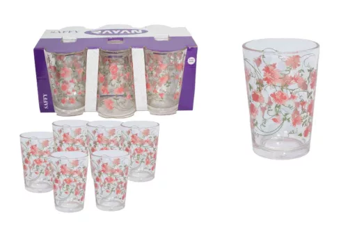 Pohár Üveg Vizes Saffy Dekoros 200ml 6 Darabos (8/#_240/rkl)