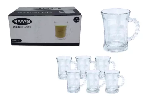 Bögre Üveg Kávés 185ml 6 Darabos (8/#_288/rkl)