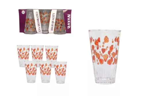 Pohár Üveg Kávés Dekoros 85ml 6 Darabos (12/#)