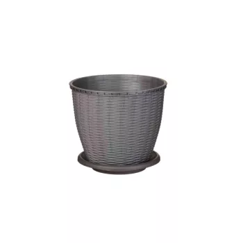 Cserép+Alátét Rattan 9 Literes Szürke (11/#)