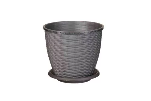 Cserép+Alátét Rattan 9 Literes Szürke (11/#)