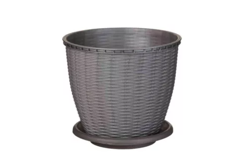 Cserép+Alátét Rattan 16 Literes Szürke (11/#)