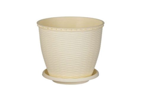 Cserép+Alátét Rattan 16 Literes Krém 