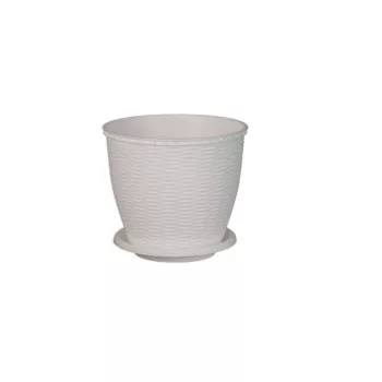 Cserép+Alátét Rattan 6 Literes Fehér (11/#)