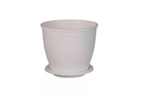 Cserép+Alátét Rattan 6 Literes Fehér (11/#)