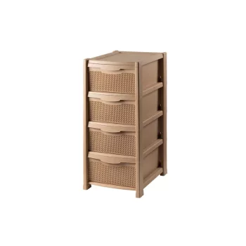 Dulap Rattan 4 Sertare Crem Asamblat (1/#_10/rkl)