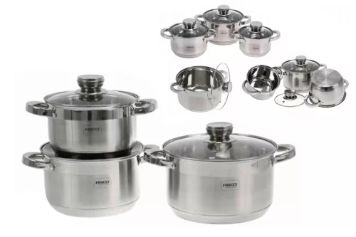 Lábas Szett Inox Edenberg 6 Részes (3 Lábas + 3 Fedő) FR-1152 (4/#)