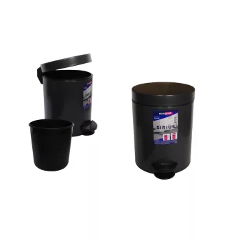 Pedálos Szemetes Kerek Fém Fekete 5 Literes 801205