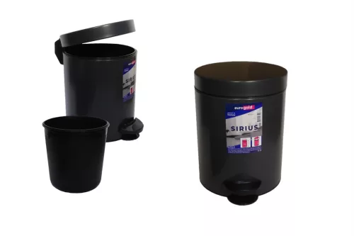 Pedálos Szemetes Kerek Fém Fekete 5 Literes 801205