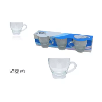 Bögre Üveg Kávés 75ml Cappuccino 3 Darabos (24/#)