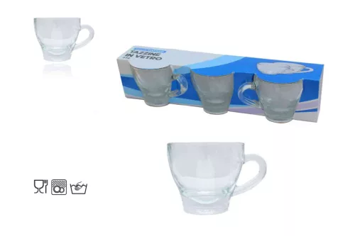 Bögre Üveg Kávés 75ml Cappuccino 3 Darabos (24/#)
