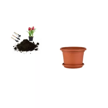 Virágcserép+Alátét Cilindro 17cm Terra (24/#_3696/rkl)