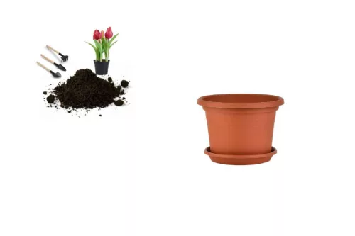 Virágcserép+Alátét Cilindro 17cm Terra (24/#_3696/rkl)