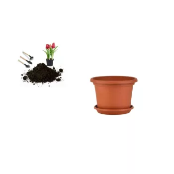 Virágcserép+Alátét Cilindro 20cm Terra (24/#_2592/rkl)