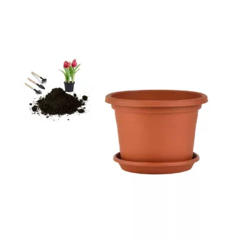 Virágcserép+Alátét Cilindro 35cm Terra (12/#_288/rkl)