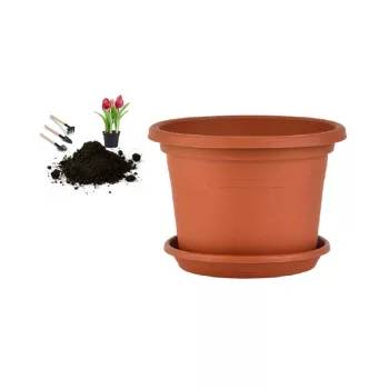 Virágcserép+Alátét Cilindro 40cm Terra (12/#_288/rkl)