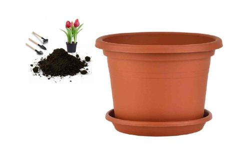 Virágcserép+Alátét Cilindro 40cm Terra