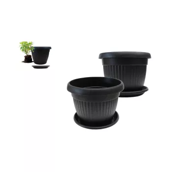 Virágcserép+Alátét Sara 25cm Antracit (6/#_432/rkl)
